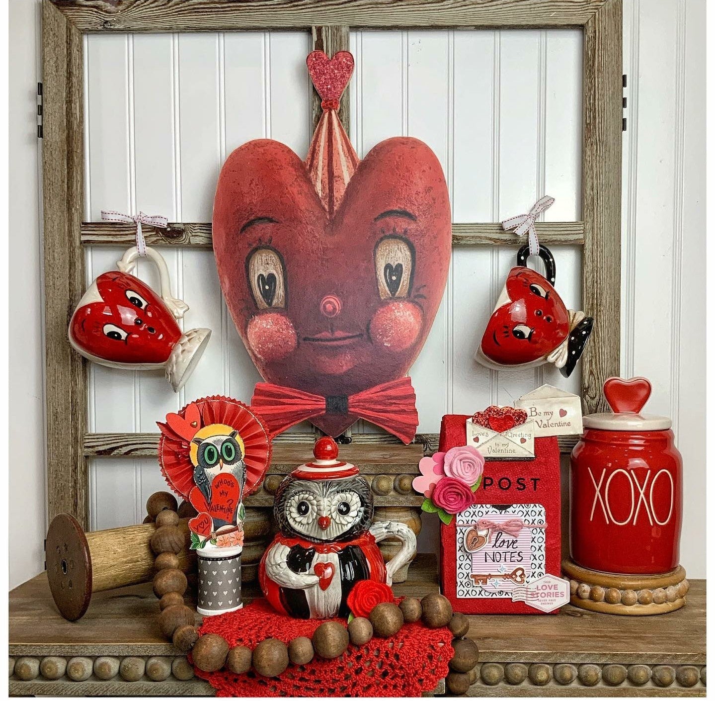 Valentine's Day Heart Ornaments Wooden Hanging Ornament Sweet Heart Shaped Embellishments Vintage Valentine's Day Hanging Gift for Valentine's Day