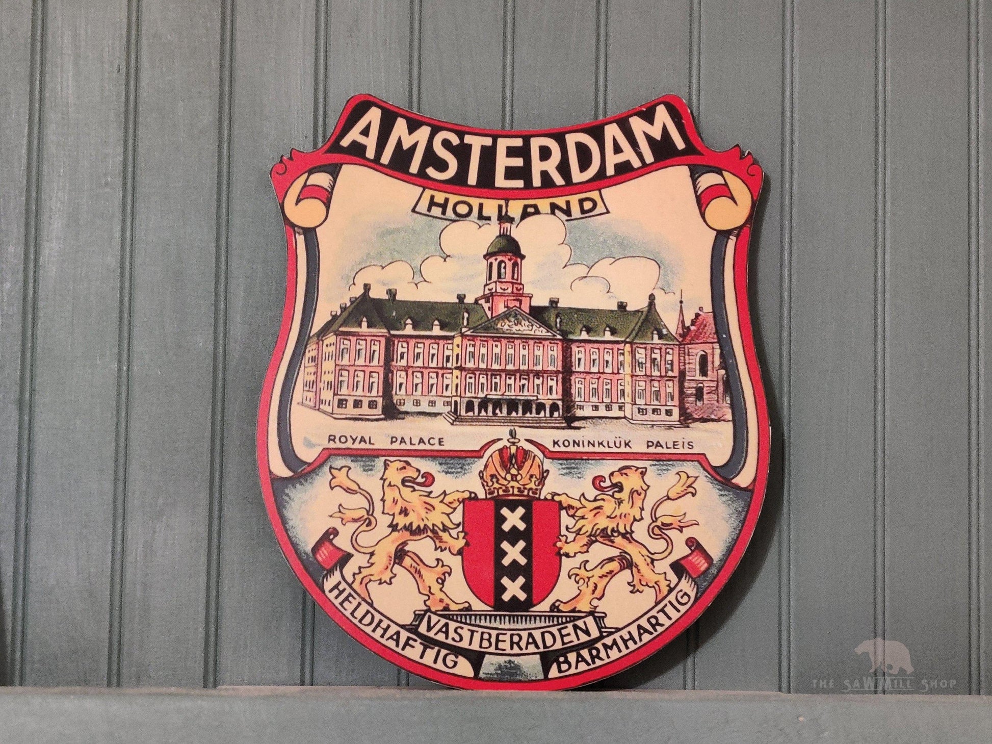 Amsterdam Holland Royal Palace Coat of Arms Vintage Artwork Wood Cutout-The Sawmill Shop