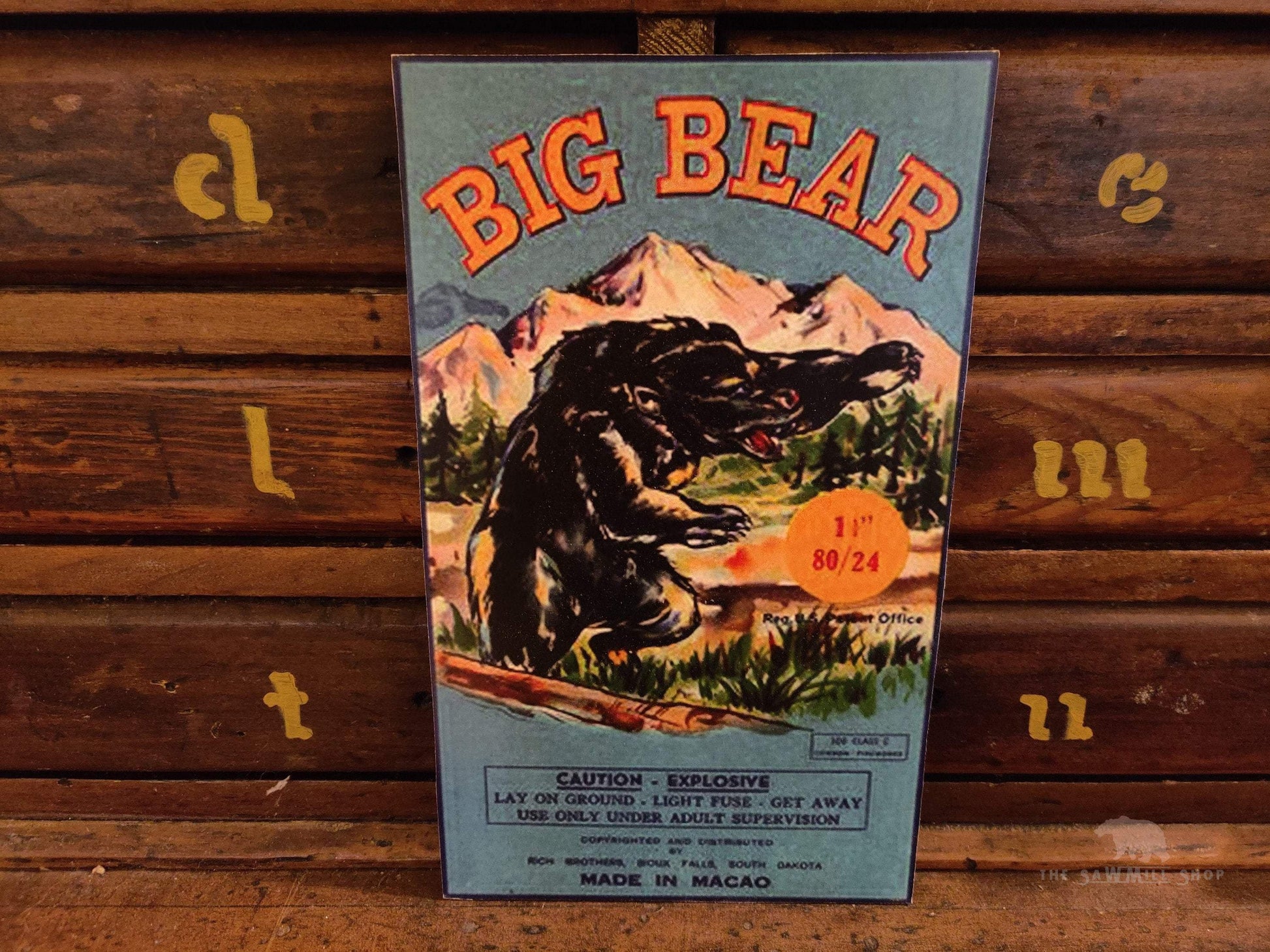 Big Bear Firecrackers Fourth of July Vintage Artwork Wood Cutout-The Sawmill Shop