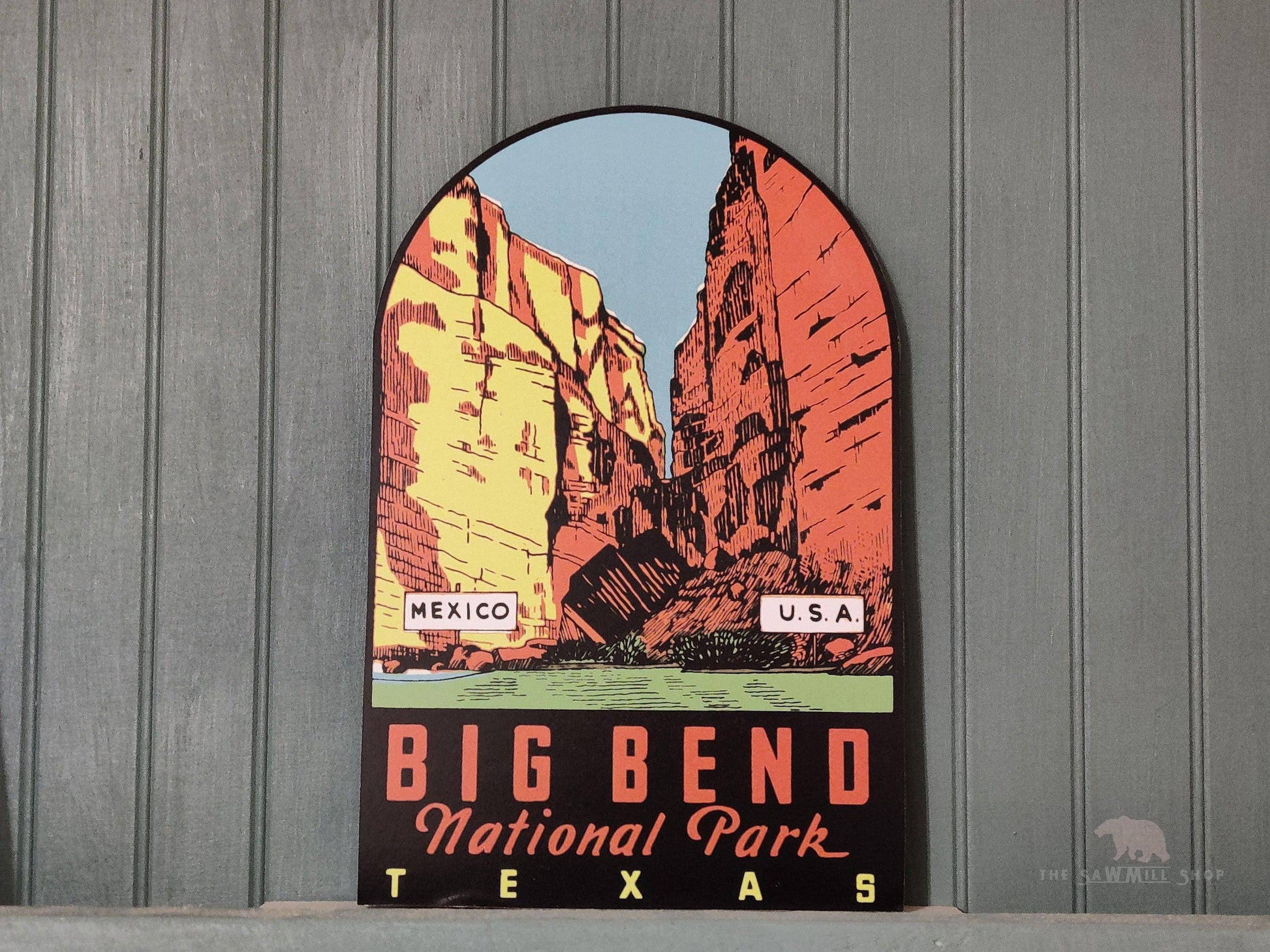 Big Bend National Park Texas Mexico Vintage Artwork Wood Cutout-The Sawmill Shop