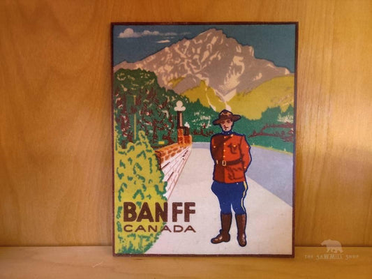 Canada Banff Mountie Vintage Artwork Wood Cutout-The Sawmill Shop