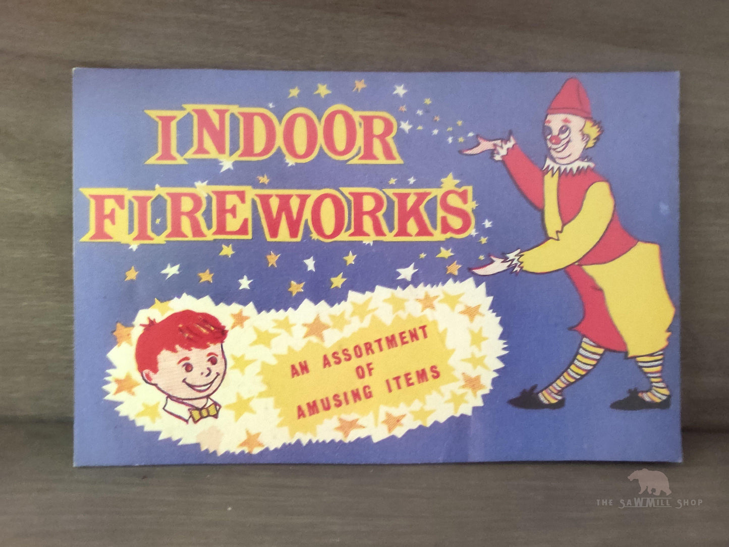 Clown Indoor Fireworks Fourth of July Vintage Artwork Wood Cutout-The Sawmill Shop