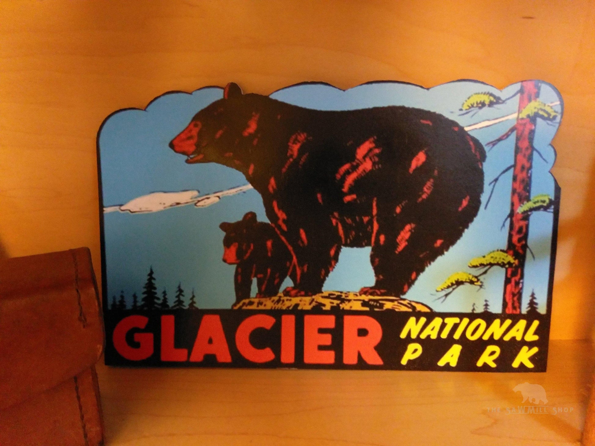 Glacier National Park Montana Vintage Artwork Wood Cutout-The Sawmill Shop