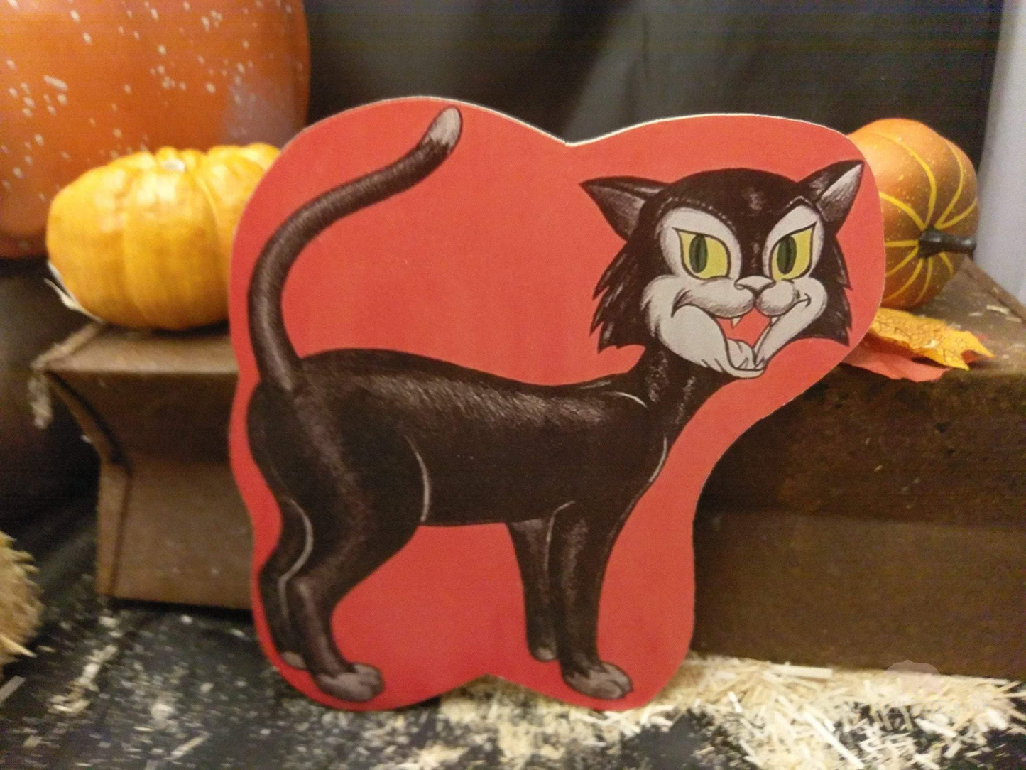 Halloween Retro Scaredy Cat Wood Cutout-The Sawmill Shop