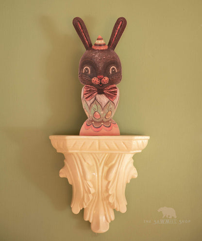 Johanna Parker Easter Chocolate Bunny Rabbit Head Wood Cutout for Spring Decorating-The Sawmill Shop