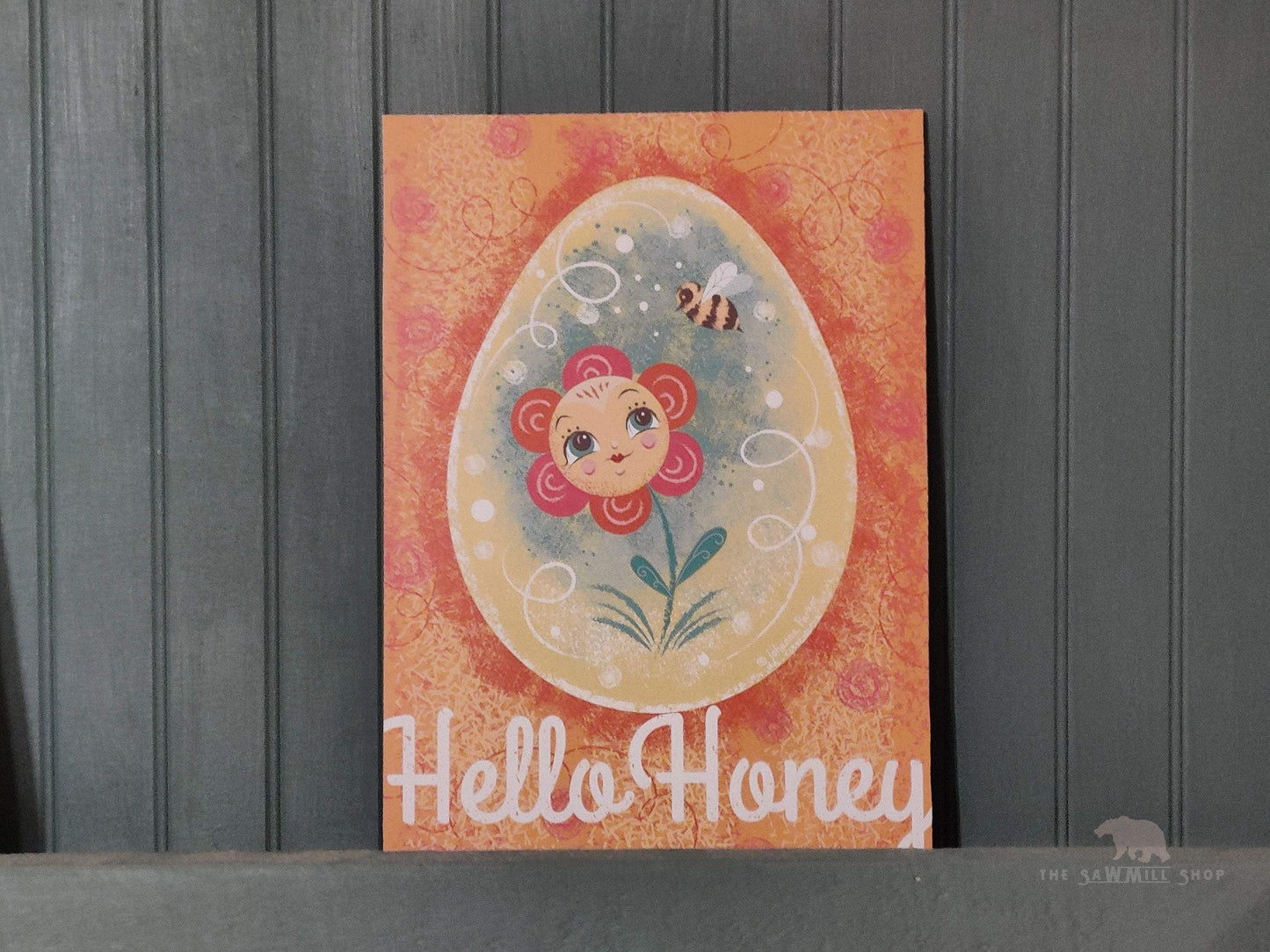 Johanna Parker Easter Hello Honey Sign Wood Cutout for Spring Decorating-The Sawmill Shop