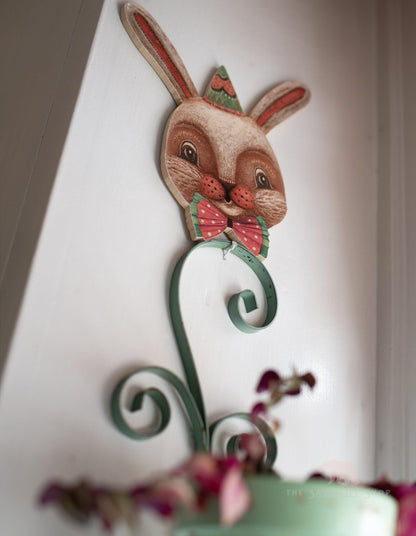 Johanna Parker Easter White Chocolate Bunny Rabbit Head Wood Cutout for Spring Decorating-The Sawmill Shop