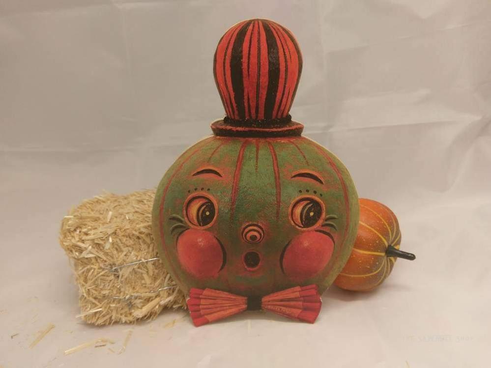 Johanna Parker Halloween Green Jack O Lantern Pumpkin Wood Cutout-The Sawmill Shop