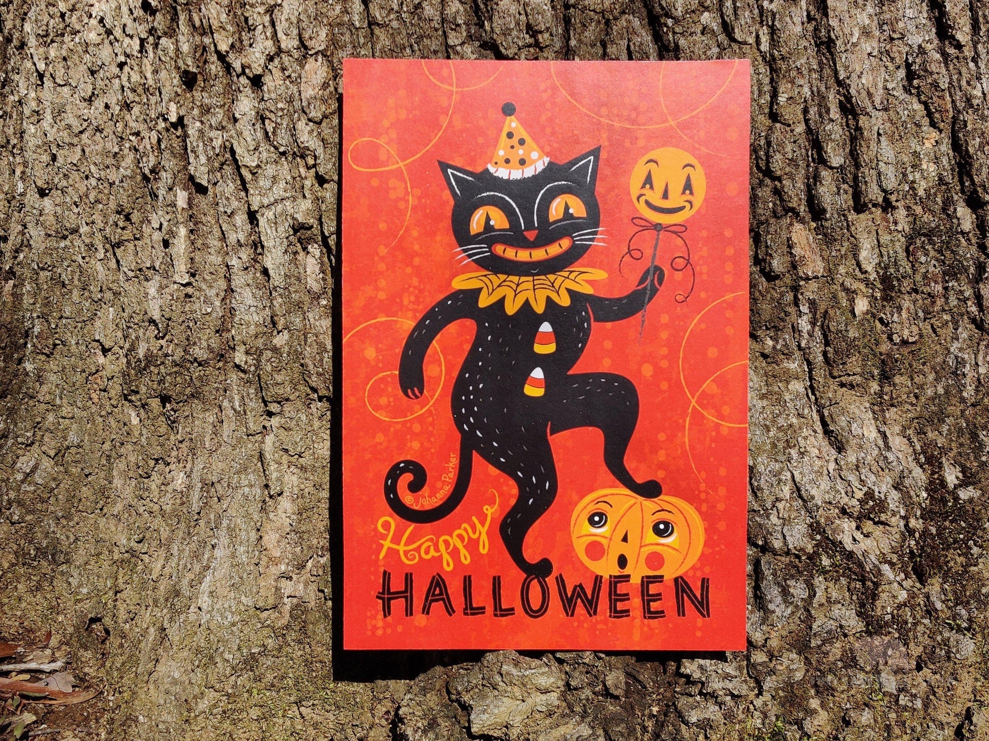 Johanna Parker Happy Halloween Cat Plaque Wood Cutout-The Sawmill Shop