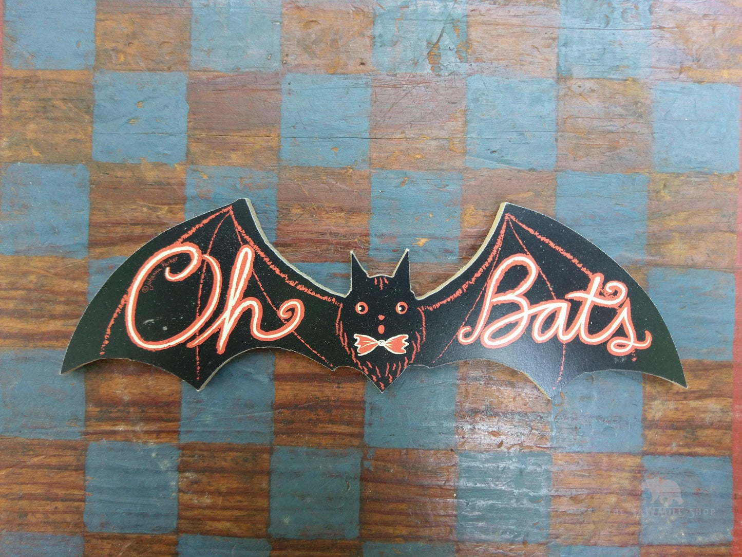 Johanna Parker Retro "Oh Bats" Wood Bat Cutout Vintage Style Halloween Decor-The Sawmill Shop