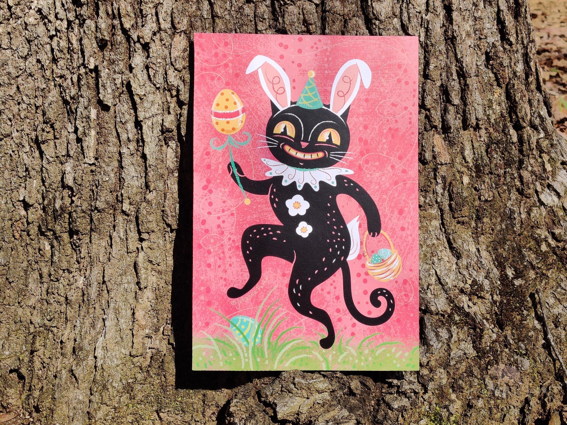 Johanna Parker Spring Easter Cat Plaque Wood Cutout for Spring Decorating-The Sawmill Shop