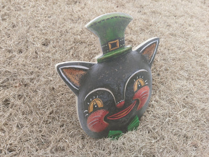 Johanna Parker St. Patrick's Day Cat Head Wood Cutout for Spring Decorating-The Sawmill Shop