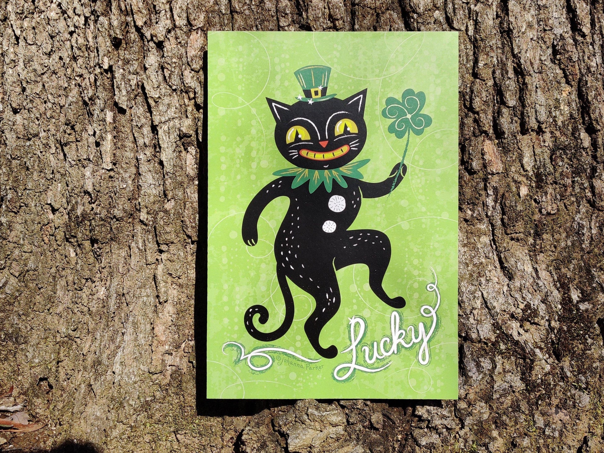 Johanna Parker St. Patrick's Day Cat Plaque Wood Cutout for Spring Decorating-The Sawmill Shop