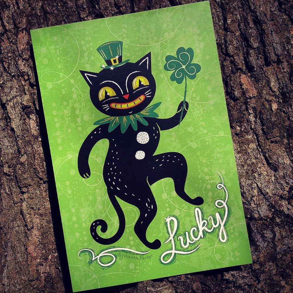 Johanna Parker St. Patrick's Day Cat Plaque Wood Cutout-The Sawmill Shop