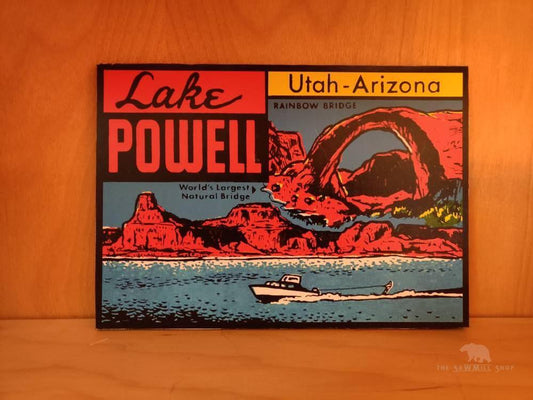 Lake Powell Rainbow Bridge Utah Arizona Vintage Artwork Wood Cutout-The Sawmill Shop