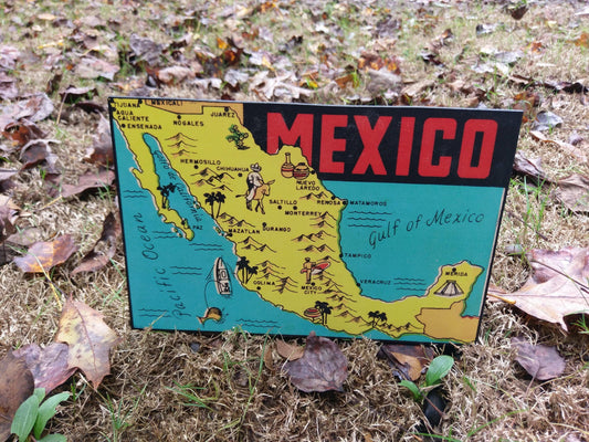 Map of Mexico and Gulf Vintage Artwork Wood Cutout-The Sawmill Shop