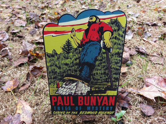 Paul Bunyan Trees of Mystery Shrine of the Redwood Highway Vintage Artwork Wood Cutout-The Sawmill Shop