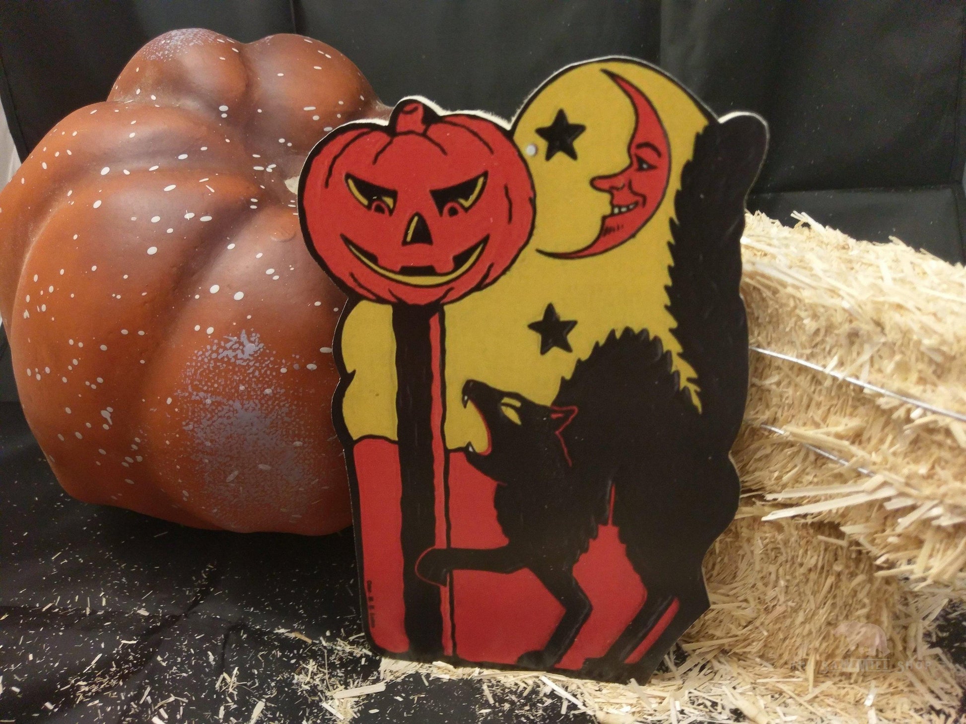 Retro Cat Pumpkin and Moon Artwork Wood Cutout-The Sawmill Shop