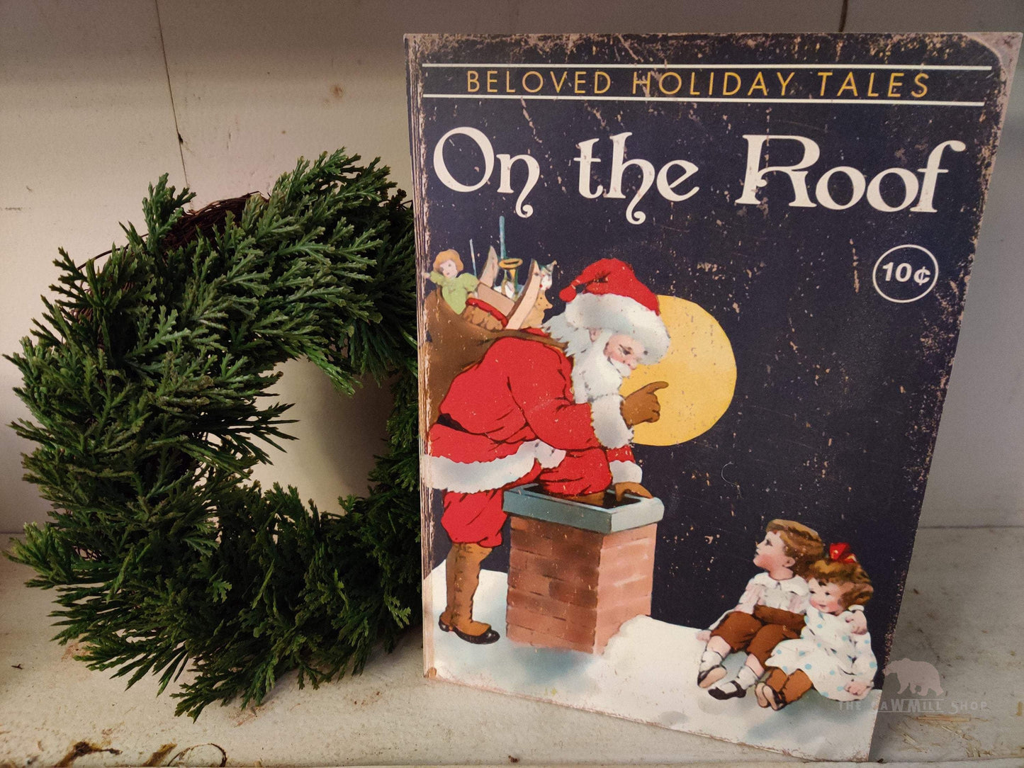 Retro Christmas Book Cover Artwork Wood Cutouts-The Sawmill Shop