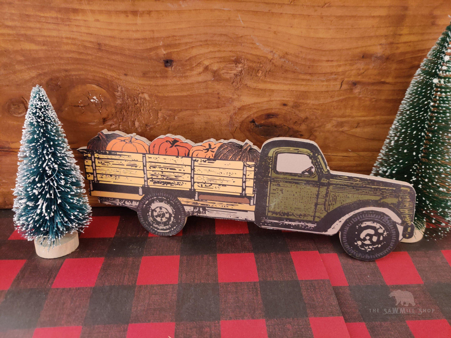 Retro Christmas Truck Personalized Decor Wood Cutout-The Sawmill Shop