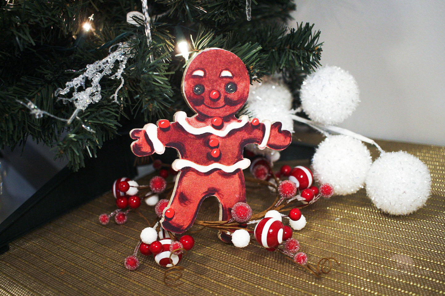 Retro Gingerbread Man Christmas Wood Cutout-The Sawmill Shop