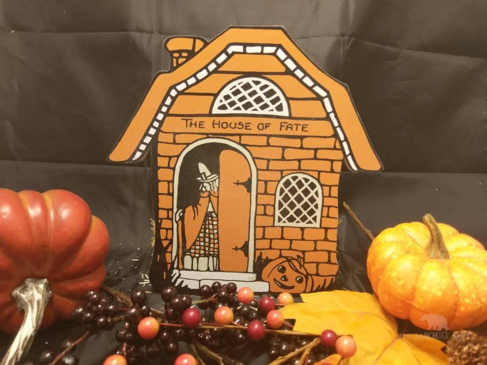 Retro Halloween House of Fate with Witch Wood Cutouts-The Sawmill Shop