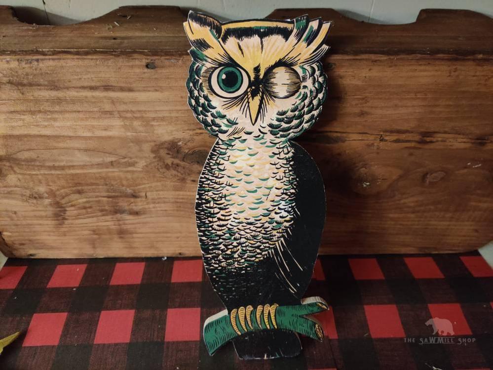 Retro Halloween Winking Owl Artwork Wood Cutout-The Sawmill Shop