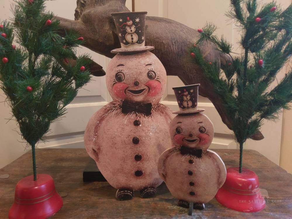 Retro Standing Snowman Wood Cutout Johanna Parker Christmas Vintage Decor-The Sawmill Shop
