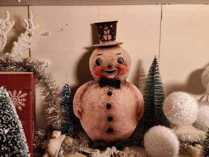 Retro Standing Snowman Wood Cutout Johanna Parker Christmas Vintage Decor-The Sawmill Shop