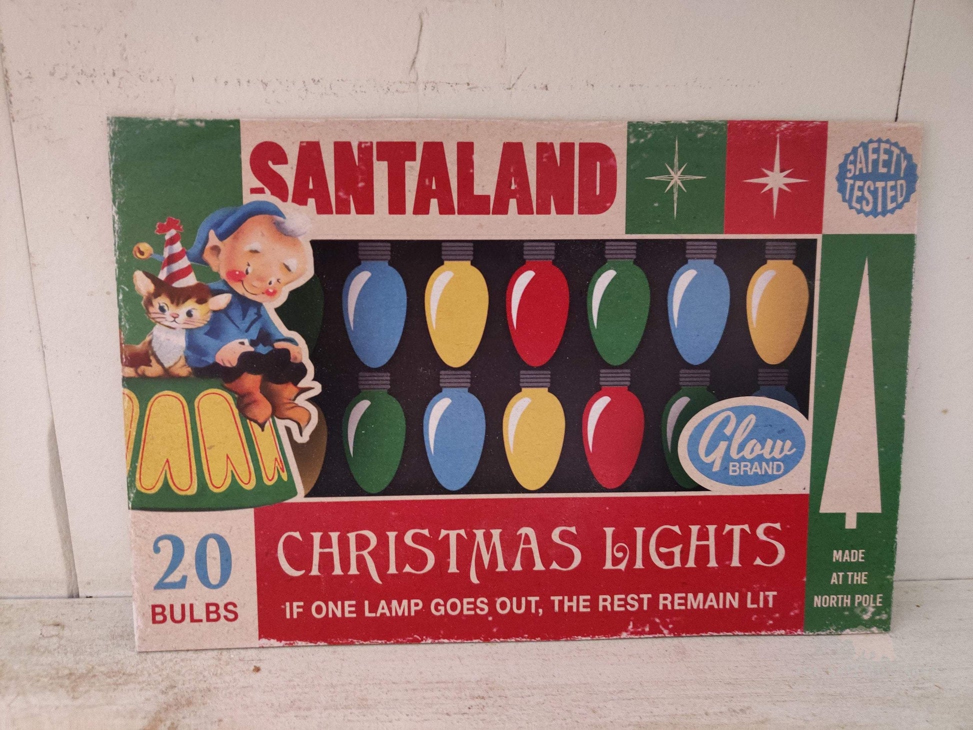 Santaland Christmas Lights Vintage Box Art Wood Cutout-The Sawmill Shop
