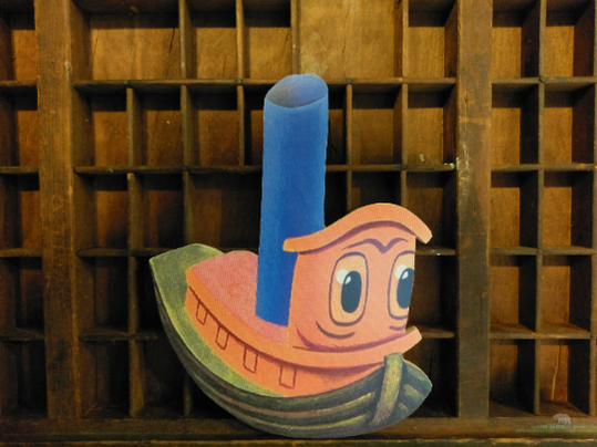 Scuffy the Tugboat Vintage Artwork Wood Cutout