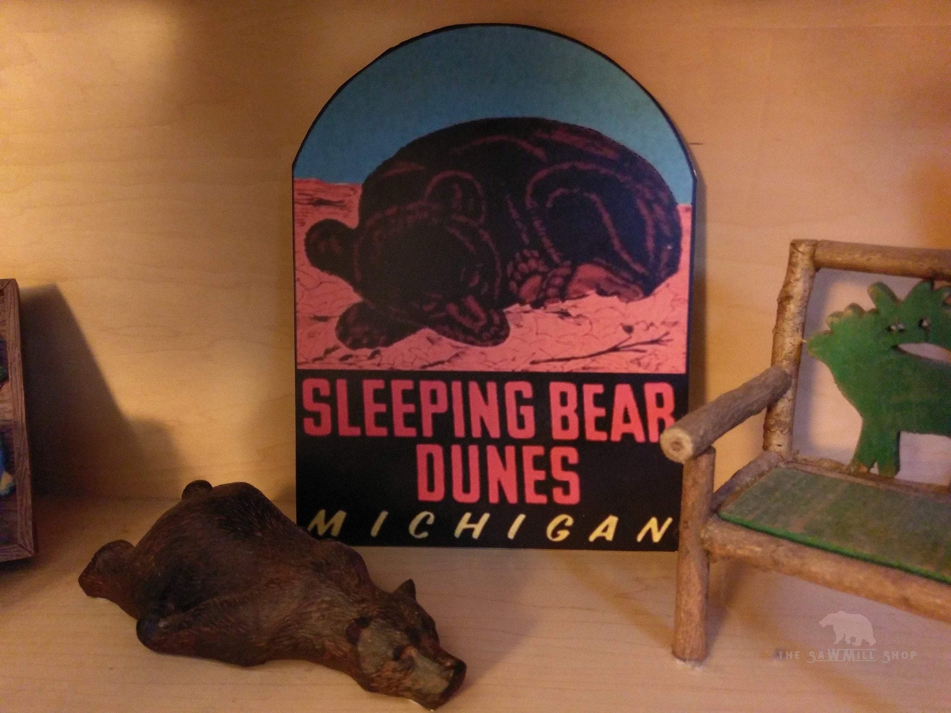 Sleeping Bear Dunes Michigan Vintage Artwork Wood Cutout-The Sawmill Shop