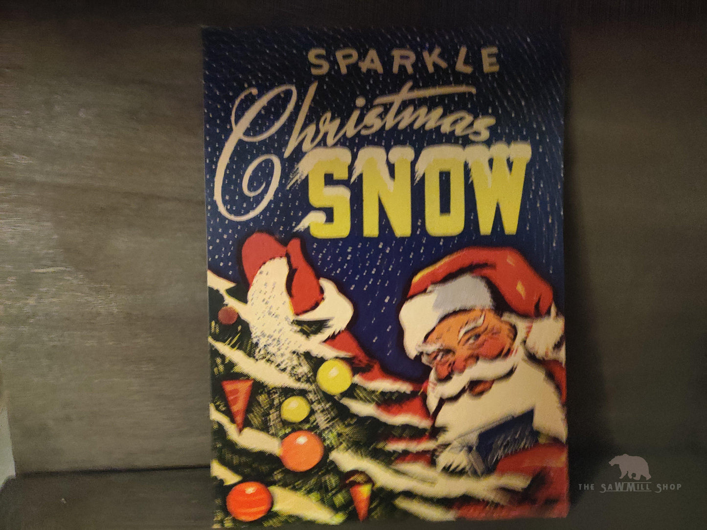Sparkle Christmas Snow Vintage Box Art Wood Cutout-The Sawmill Shop