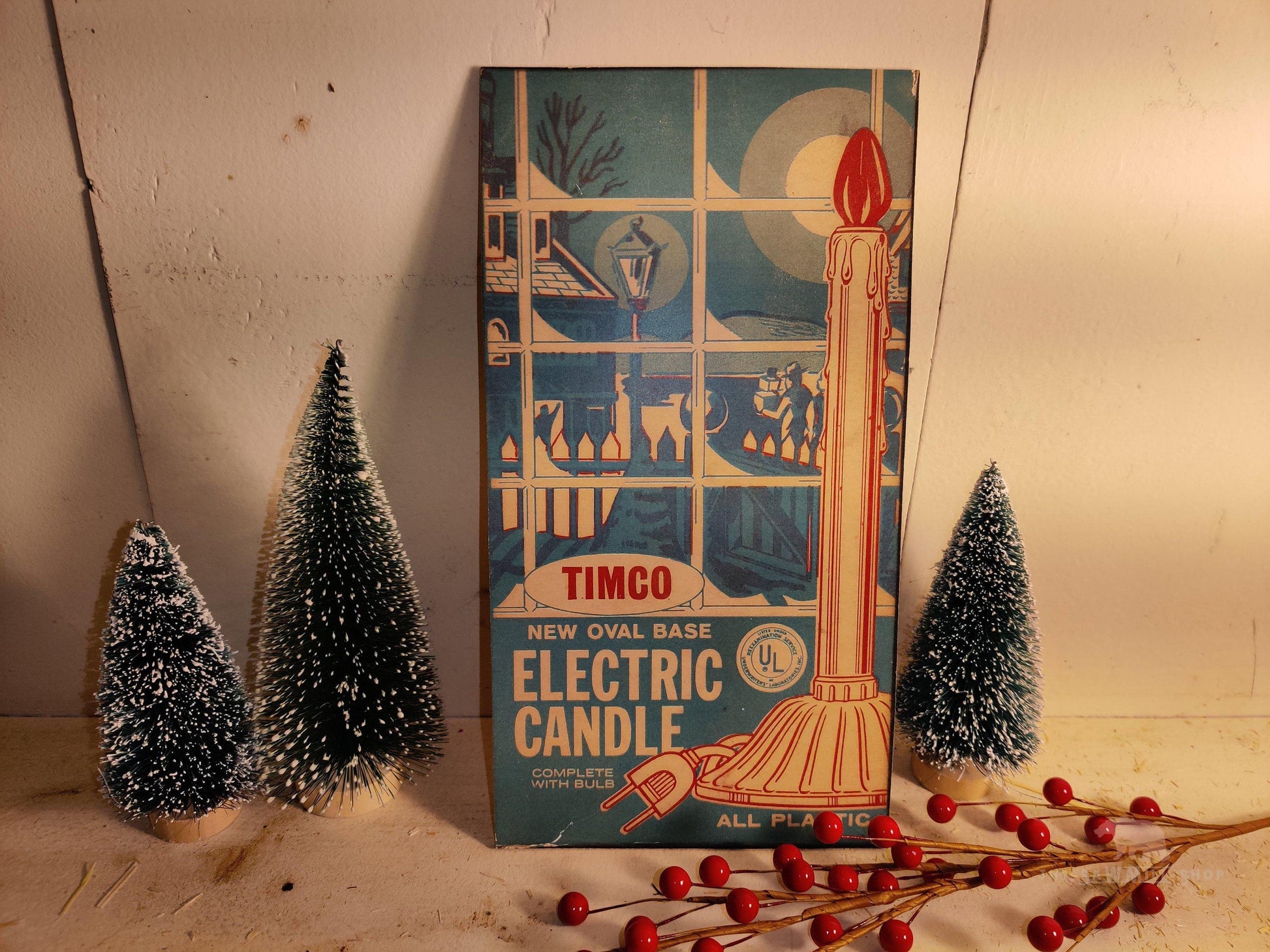 Timco Electric Candle Christmas Lights Box Artwork Wood Cutout-The Sawmill Shop