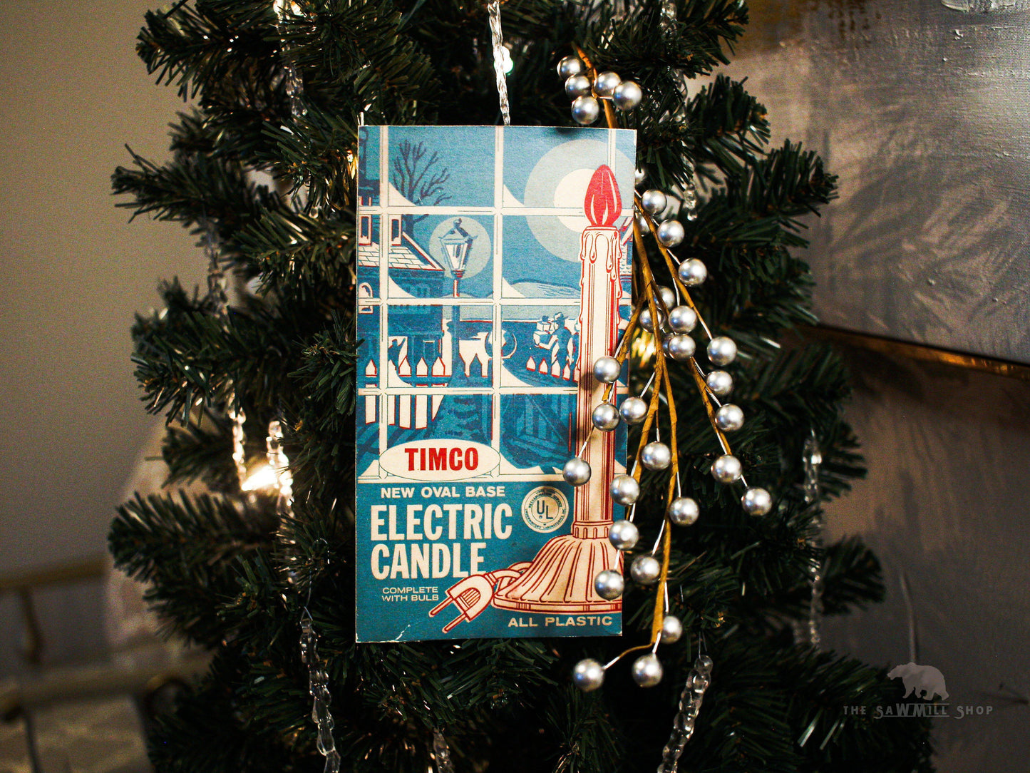 Timco Electric Candle Christmas Lights Box Artwork Wood Cutout-The Sawmill Shop