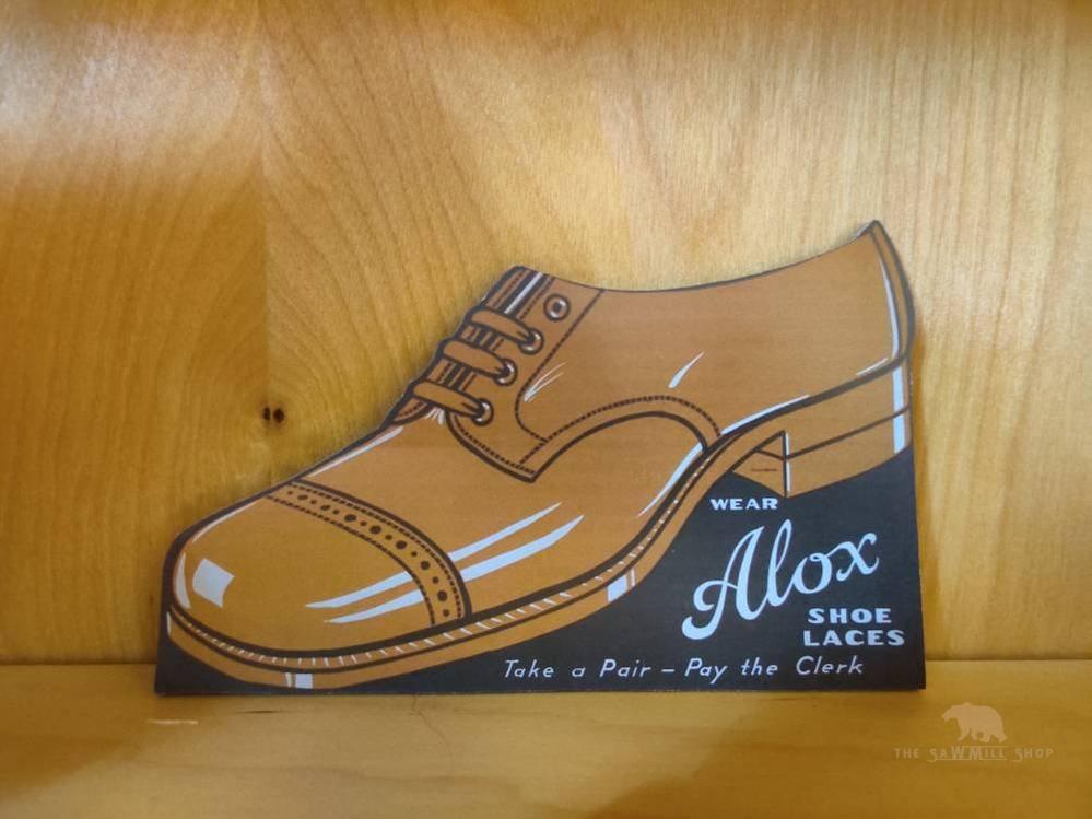 Vintage Alox Shoe Laces Advertising Display Wood Cutout-The Sawmill Shop