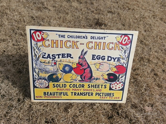 Vintage Chick-Chick Easter Egg Dye Box Artwork Wood Cutout for Spring Decorating-The Sawmill Shop
