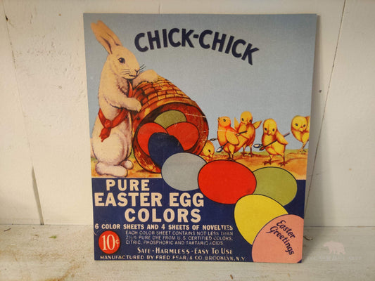 Vintage Chick-Chick Pure Easter Egg Colors Box Artwork Wood Cutout for Spring Decorating-The Sawmill Shop