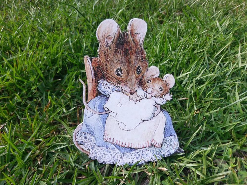 Vintage Hunca Munca Mouse Peter Rabbit Wood Cutout-The Sawmill Shop