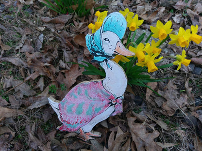 Vintage Jemima Puddleduck Peter Rabbit Standing Wood Cutout for Easter Decorating or Nursery-The Sawmill Shop