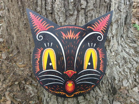 Vintage Johanna Parker Halloween Cat Artwork Wood Cutout-The Sawmill Shop