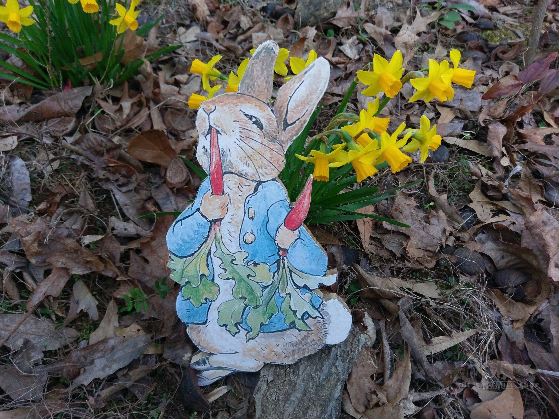 Vintage Peter Rabbit with Carrot Standing Wood Cutout for Easter Decorating or Nursery-The Sawmill Shop