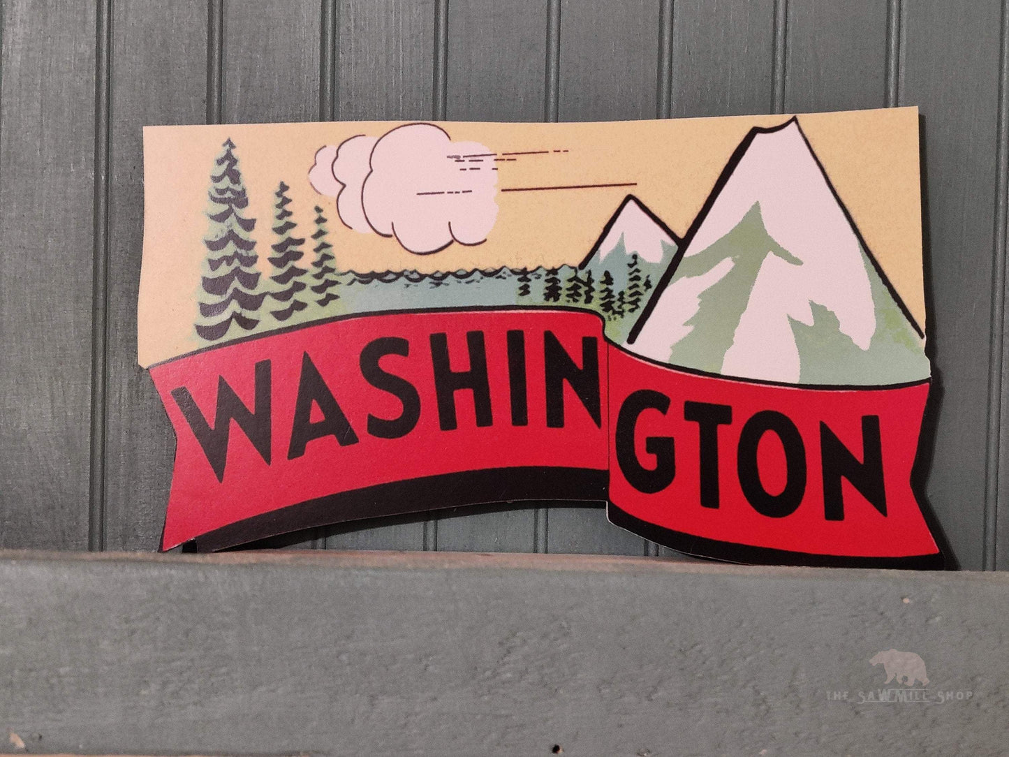 Washington State Vintage Artwork Wood Cutout-The Sawmill Shop